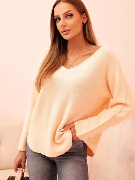 Pulover Kesi Włoski z V-izrezom bež