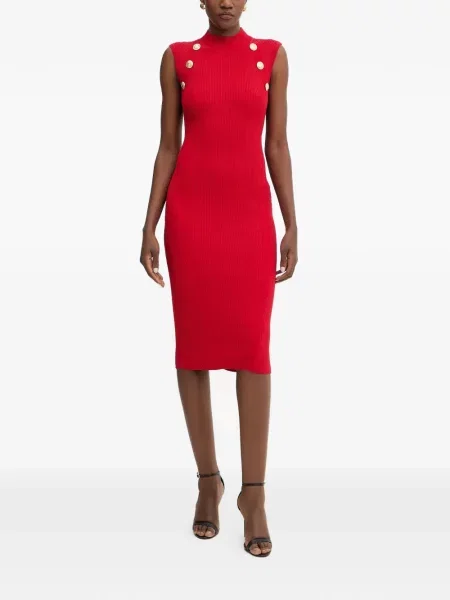 Rochie midi Retrofete până la genunchi de costum roșu