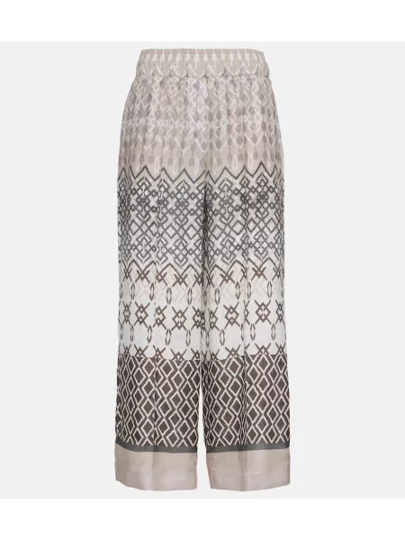 Pantaloni Brunello Cucinelli de mătase cu imagine gri