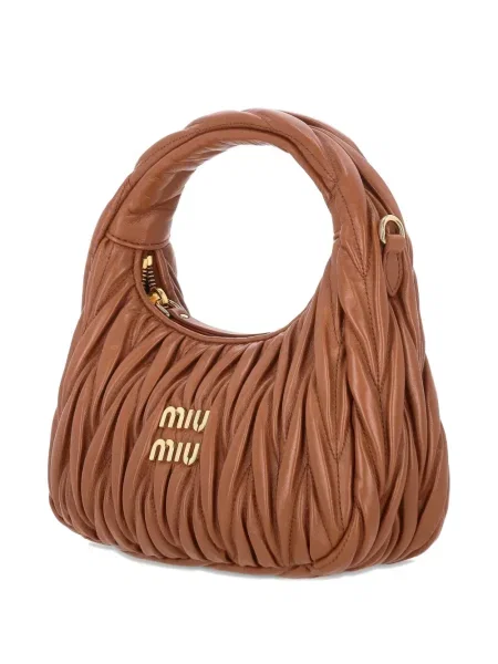 Geantă shopper Miu Miu din piele maro