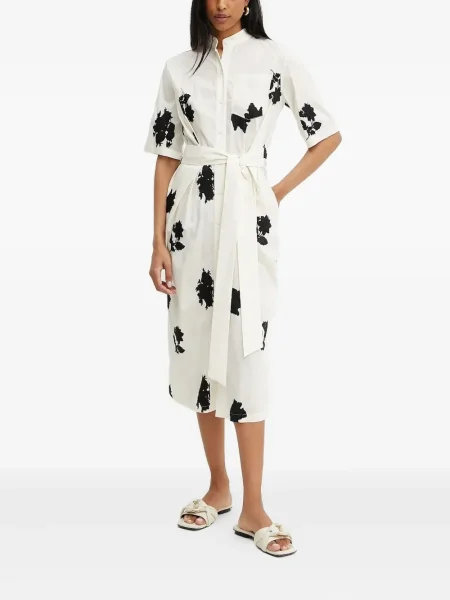Rochie tip cămașă Liviana Conti cu model floral cu imagine de costum alb