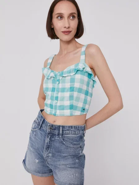 Блузка Pepe Jeans VALENTINA в клітинку бірюзовий