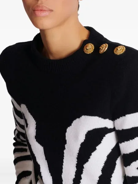 Pulover Balmain cu model zebră negru