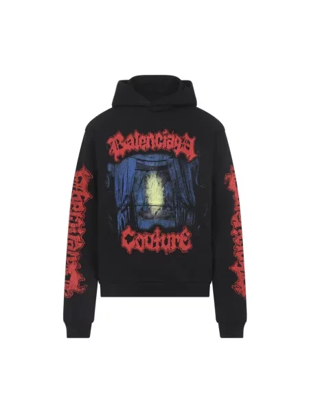 Bluza z kapturem Balenciaga z kapturem czarna