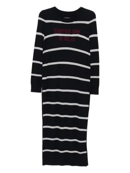 Sukienka midi Marc O'polo w paski z okrągłym dekoltem do kolan niebieska