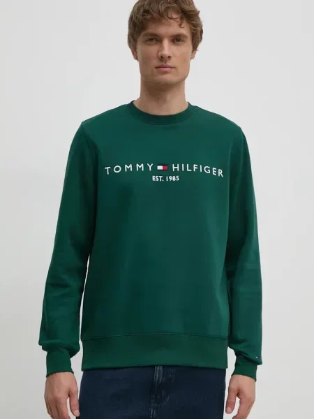 Суитчър Tommy Hilfiger с автограф зелено