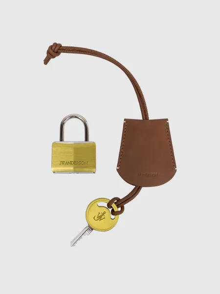 Брелок у вигляді навісного замка для сумки з логотипом Jw Anderson коричневий