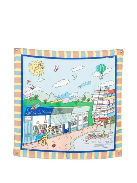 Fular Mira Mikati de mătase cu imagine albastru