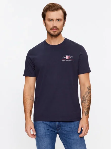 Gant Tricou Reg Archive Shield Emb Ss Bleumarin