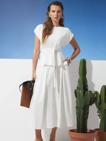 Спідниця максі Seventeen льон/віскоза білий