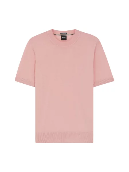 Sweter w kroju regular fit z czystej żywej wełny model UMAURO' Boss różowy