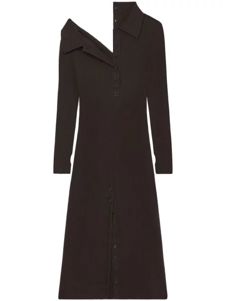 Rochie midi Courreges de lână până la genunchi de costum maro