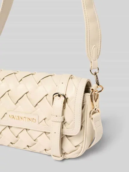 Lniana torebka Valentino Bags biznesowa beżowa