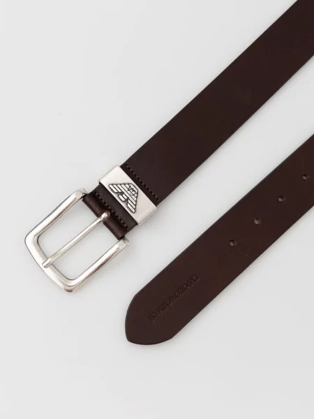 Emporio Armani Pasek skórzany brązowy