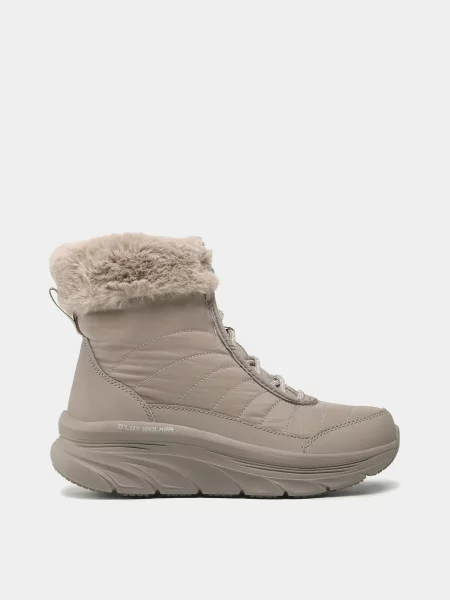 Чоботи дутики Skechers тауп текстиль/штучна шкіра