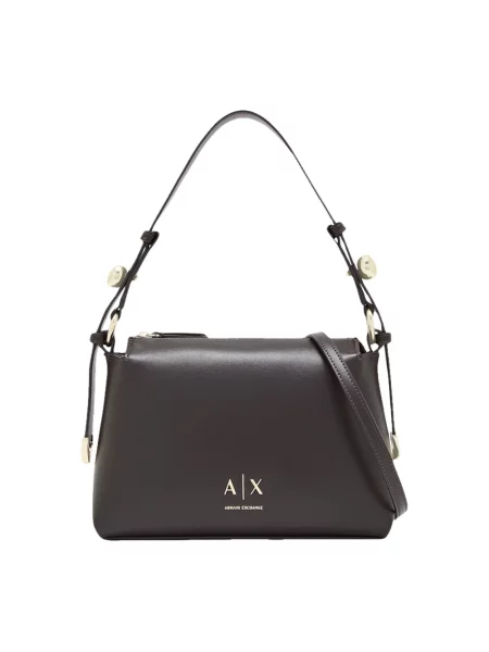 Torebka Armani Exchange skórzana z logo brązowa