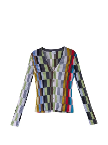 Cardigan Paul Smith cu dungi tricotate verde
