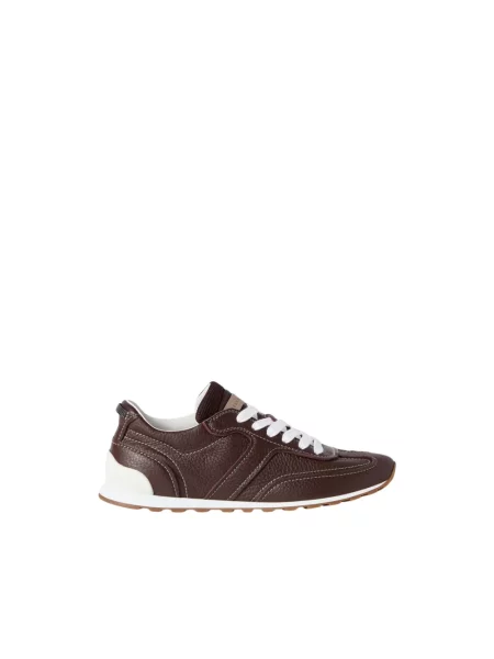 Sneakersy Brunello Cucinelli sznurowane skórzane brązowe