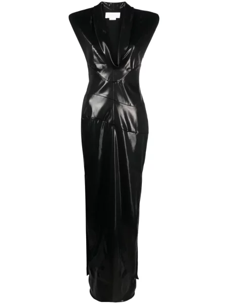 Rochie maxi Genny cu decolteu în V lungă de costum negru