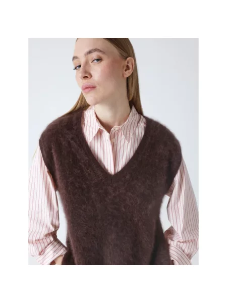 Kamizelka Absolut Cashmere z kaszmiru z dekoltem w serek brązowa