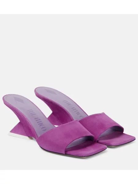 Papuci tip mules The Attico din piele de căprioară violet