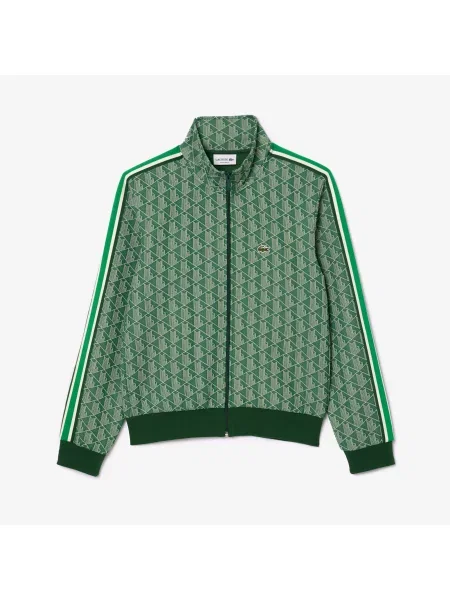 Lacoste Żakardowa Bluza Dresowa Paris Zapinana Na zielony