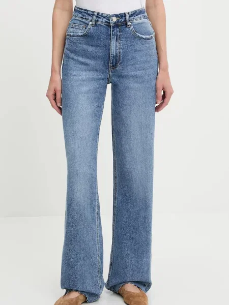 Дънки Answear Lab с висока талия синьо