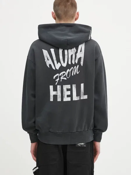 Dukserica Aries Faded Aloha From Hell Hoodie s kapuljačom s tiskom crna