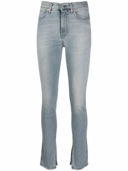 Skinny jeansy skinny 3x1 z rozcieciem niebieskie