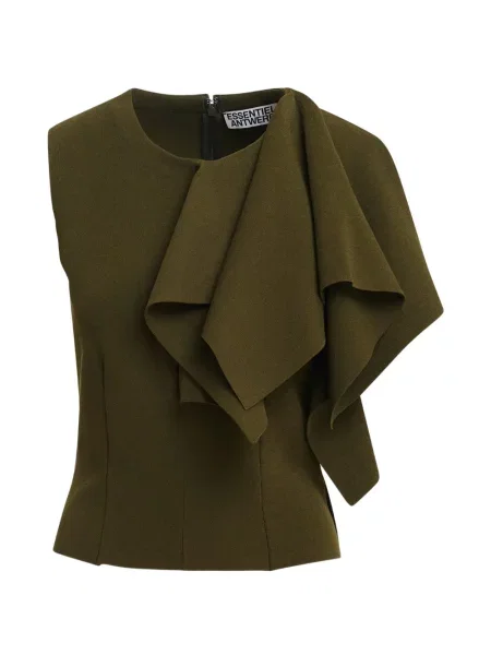 Top Essentiel Antwerp cu volane asimetric verde