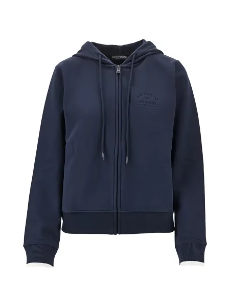 Hanorac cu glugă Emporio Armani cu broderie albastru