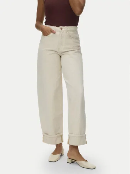 Vero Moda Džinsai Zelda Wide Leg smėlio