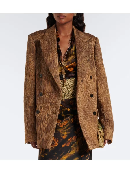 Saténový kvetinový drapovaný top Dries Van Noten hnedá