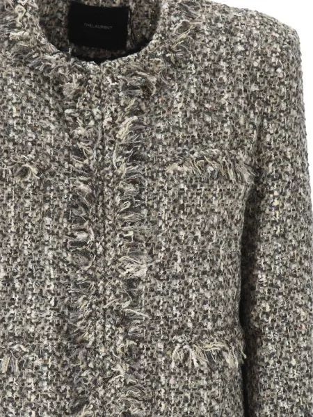 Geacă Thelaurent cu franjuri din tweed gri