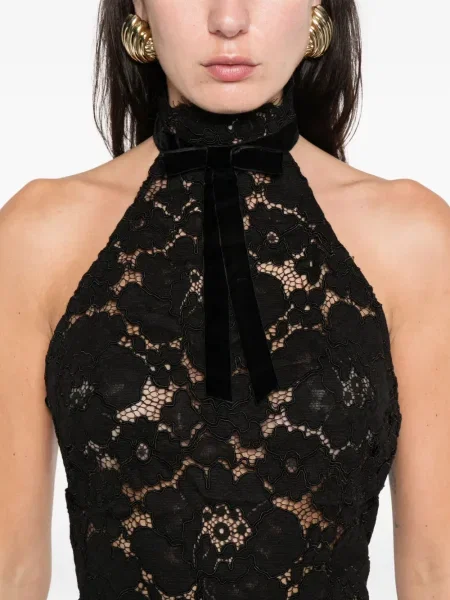 Top Retrofete din dantelă negru