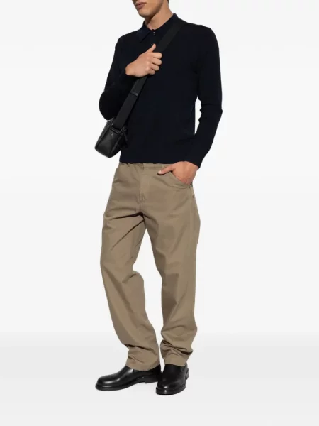 Tricou polo Burberry de lână albastru