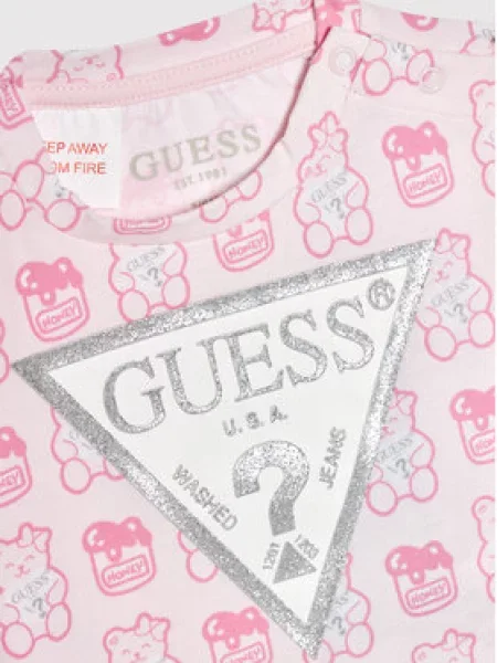 Guess Marškinėliai Regular Fit rožinė
