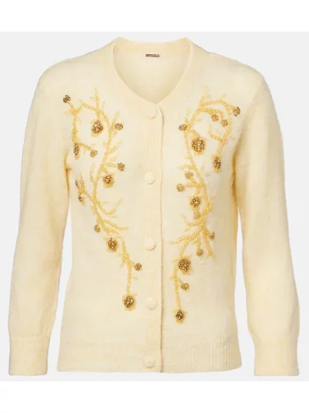 Cardigan Jacques Wei de lână cu mărgele galben