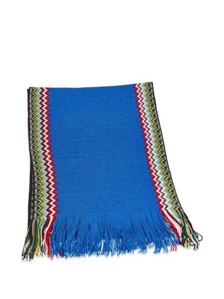 Fular Missoni cu franjuri tricotate albastru