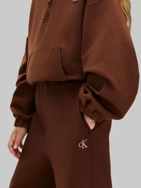 Calvin Klein Jeans широк панталон за деца с кафяво