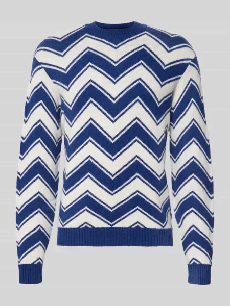 Sweter z dzianiny z mieszanki żywej wełny z okrągłym dekoltem Armani Exchange niebieski
