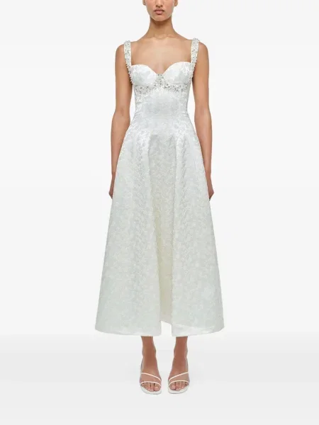 Virágos jacquard midi ruha Simkhai fehér