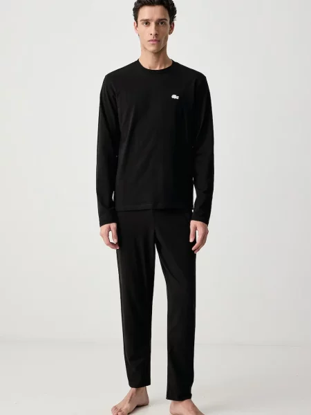 Lacoste dvojdielne pyžamo pánske s elastanom čierna