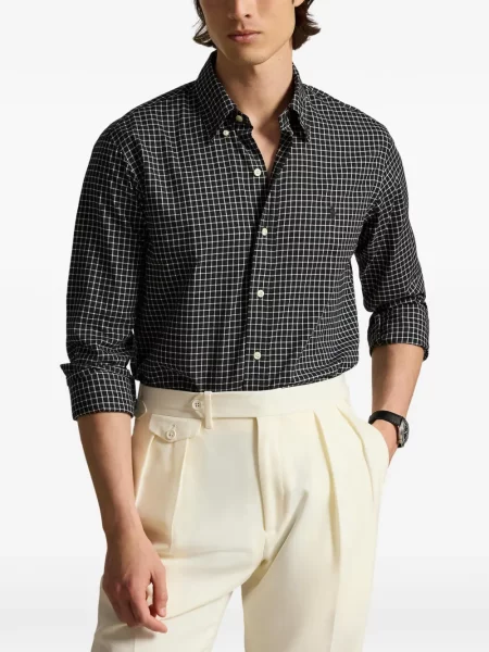Πουκάμισο Polo Ralph Lauren υφαίνω διαγωνίως μωβ