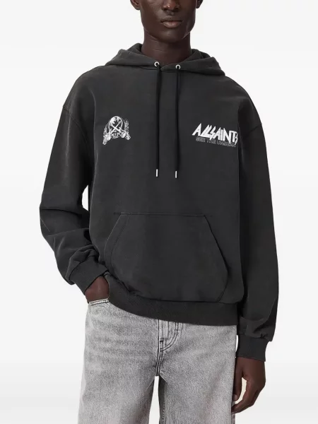 Hanorac cu glugă Allsaints cu imagine negru