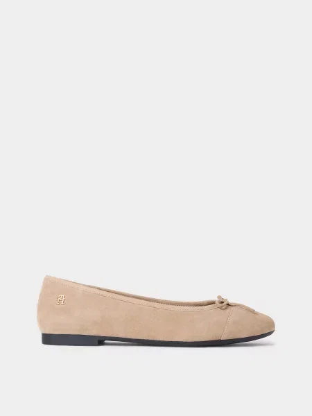 Шкіряні Балетки Tommy Hilfiger HILFIGER SUEDE BALLERINA бежевий