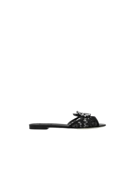 Klapki Dolce And Gabbana koronkowe czarne