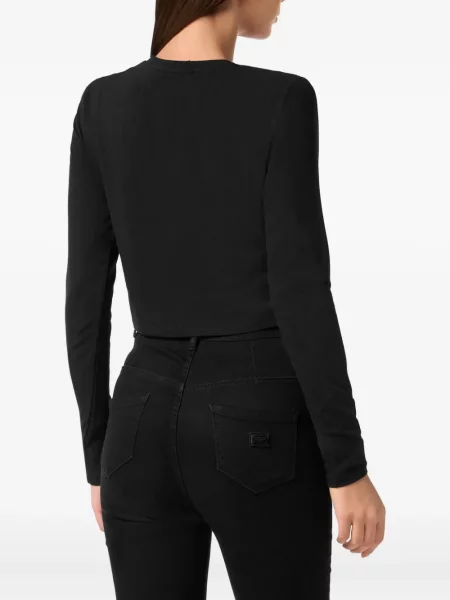 Haftowany długi top Philipp Plein czarny