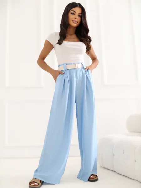Pantaloni palazzo Rue Paris alb