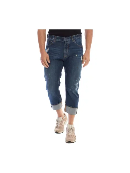 Krótkie jeansy straight leg Emporio Armani niebieskie